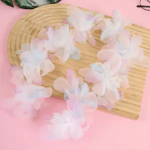 1 Meter three-dimensional multi-color gradient three-dimensional organza flower ribbon lace