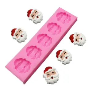 5 cavity Christmas Santa face silicone mould