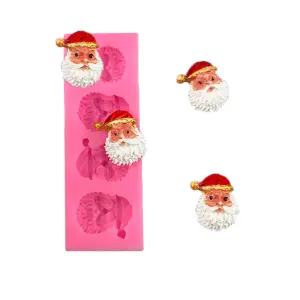 4 Cavity Christmas Santa face silicone mould