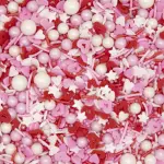 Red and white Heart Vermicelli theme Sprinklers 100gm
