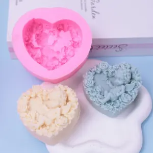 Heart shaped rose angel baby silicone Mould