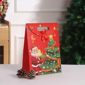 Christmas Flap with Satin Bow theme Gift Box (1 PACK = 5 PIECES) Style 2