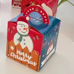 Small Christmas Snowman theme Gift Box with Handle (1 PACK = 10 PIECES) Style 4