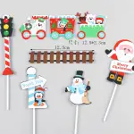 6 pcs Christmas theme cake topper style 4