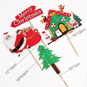 4 pcs Christmas theme cake topper style 3