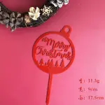 1 pcs Red Merry Christmas with Christmas acrylic cake topper