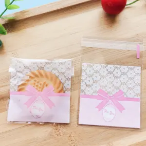 Lace with Pink Bow for you 100pcs Cookie Candy Sleeve