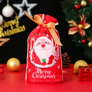Christmas Loaf / Candy / cookies Bags with attached Drawstrings (1 PACK = 10 BAGS) STYLE 4