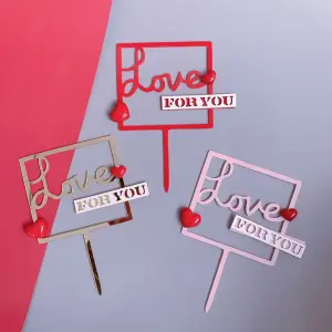 3D Heart Double acrylic Love topper