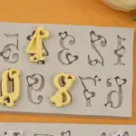 Number with heart theme Silicone Mould