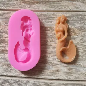 Cute Mermaid Holding flower silicone mould Style 2