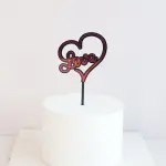 Red and Black Love Double acrylic cake topper Style 1