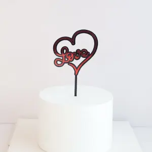 Red and Black Love Double acrylic cake topper Style 1