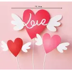 3 pcs Love heart with wings cake topper set STYLE 1