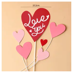 6 pcs Love heart cake topper set STYLE 3