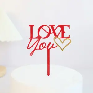 Love you Heart acrylic cake topper STYLE 6