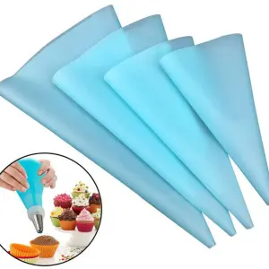 4 pcs Silicone Food Grade Reusable Cream Pastry Icing Pipping bag set