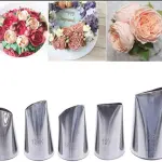 5 Pcs Pastry Nozzle Cake Tulips Rose Nozzle Decor Stainless Steel Piping Nozzle