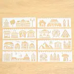 8 pcs Architecture Building Theme Decoration icing Stencils set