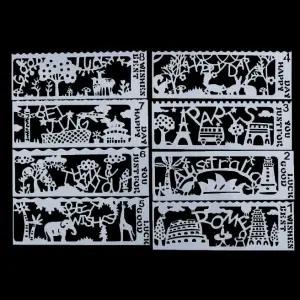 8 pcs Travel Vacation around the world Decoration icing Stencils set