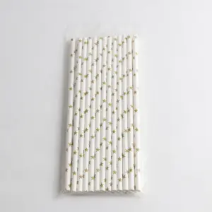 25pcs Golden Stars Printed Straws