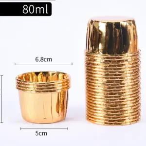 Gold Colour Aluminum Foil Baking Cups / Muffin Cups (50 pieces)