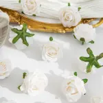 10 pcs White Rose artificial flower cake topper