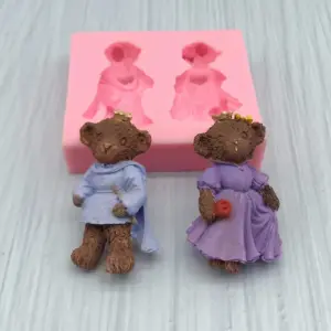 2 Cavity Teddy bear Princess Princess silicone mould