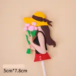 Lady Mothers Day holding flowers cake topper