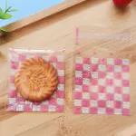 Pink love grid 100pcs Cookie Candy Sleeve
