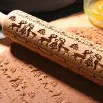Reindeer Christmas tree Christmas theme Wooden Rolling Embossed Rolling Pin