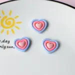 3 pcs 3D three colour Heart cake topper set