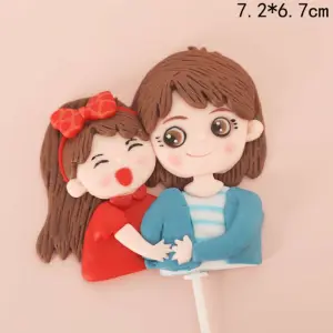 Mom and daughter love cake topper