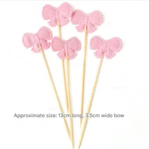 5 pcs Bow cake topper set - Pink