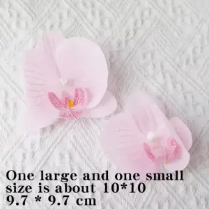 2 pcs Pink Large and small Orchid artificial flower cake topper Set