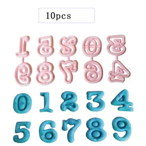 Plastic 10 pcs Number Cake and Cookie Stamping Set Plastic Fondant Cutter