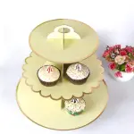 3 Tiers Cupcake Stand Gold Rim Paper Cake Holder Cupcake stand ( yellow)