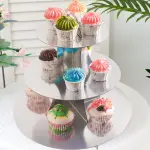 3 Tiers Cupcake Stand Paper Cake Holder Cupcake stand ( Silver )