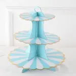 3 Tiers Cupcake Stand Paper Cake Holder Cupcake stand ( White & Blue )