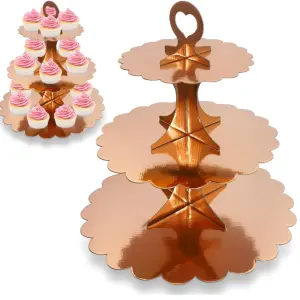 3 Tiers Cupcake Stand Cardboard Cake Holder Cupcake stand ( Rose gold )