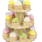3 Tiers Cupcake Stand Paper Cake Holder Cupcake stand ( White & yellow )