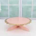 1 pcs Cake Stand Cardboard with Golden Boarder cake stand (Pink)