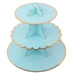 3 Tiers Cupcake Stand Cardboard Cake Holder Cupcake stand ( Blue)