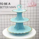 3 Tiers Cupcake Stand Cardboard Cake Holder Cupcake stand ( Blue)