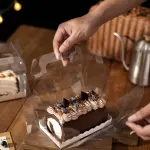 1 Pcs Transparent cake Box with Tray (13 x 8 X 8 cm )