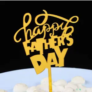 Happy Fathers day cake topper Style 2 - Gold
