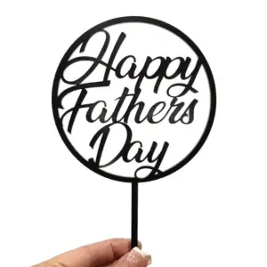 Happy Fathers day Round cake topper - Black