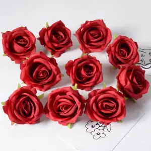 5 pcs Red Rose Artificial Flower cake topper