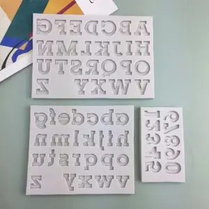 3 pcs set Alphabet Upper case Lower case Number Silicone Mould set