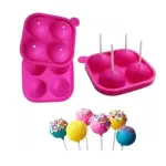 4 Sphere Holes Lollipop Cake pops Silicone Mould